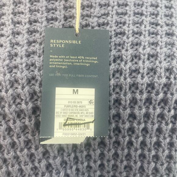 Universal Thread Women's M Purple Crochet Sweater Top Short Sleeves Ruffle Neck - Picture 10 of 11